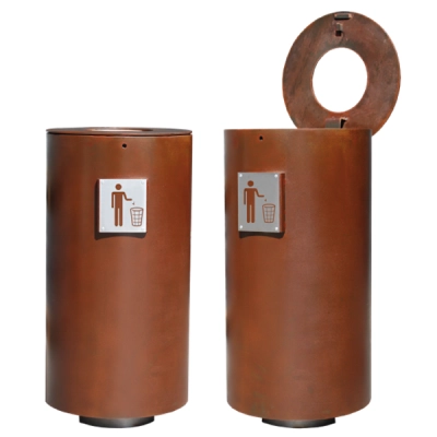 Kosz na śmieci ADO DEVA - stal corten