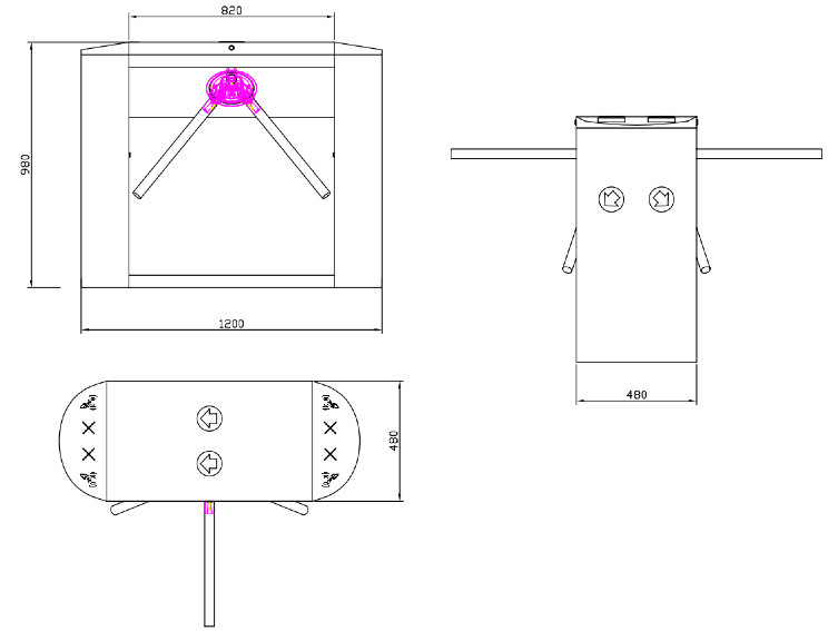 WYMIARY BRAMKI OBROTOWEJ CP-121 FAD DOUBLE URAN