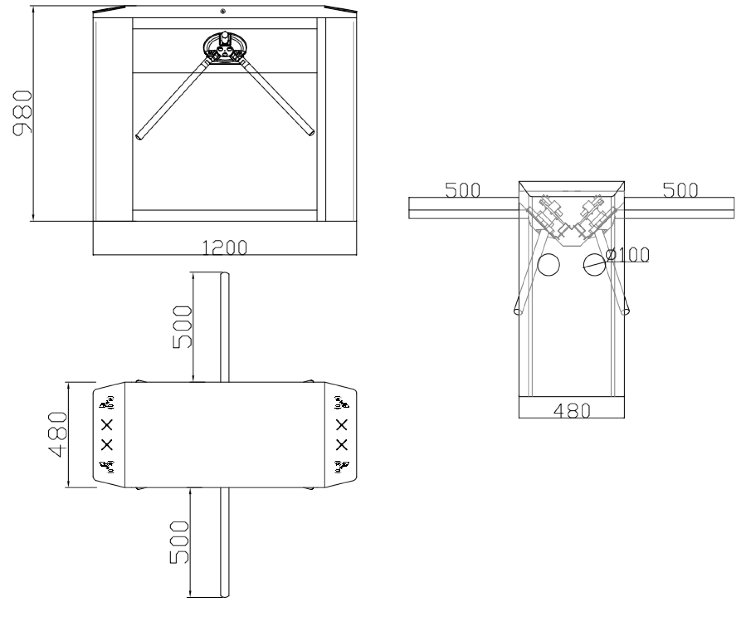 WYMIARY BRAMKI OBROTOWEJ CP-121 DOUBLE URAN