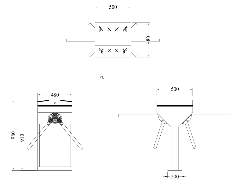 WYMIARY BRAMKI OBROTOWEJ CP-113 DOUBLE