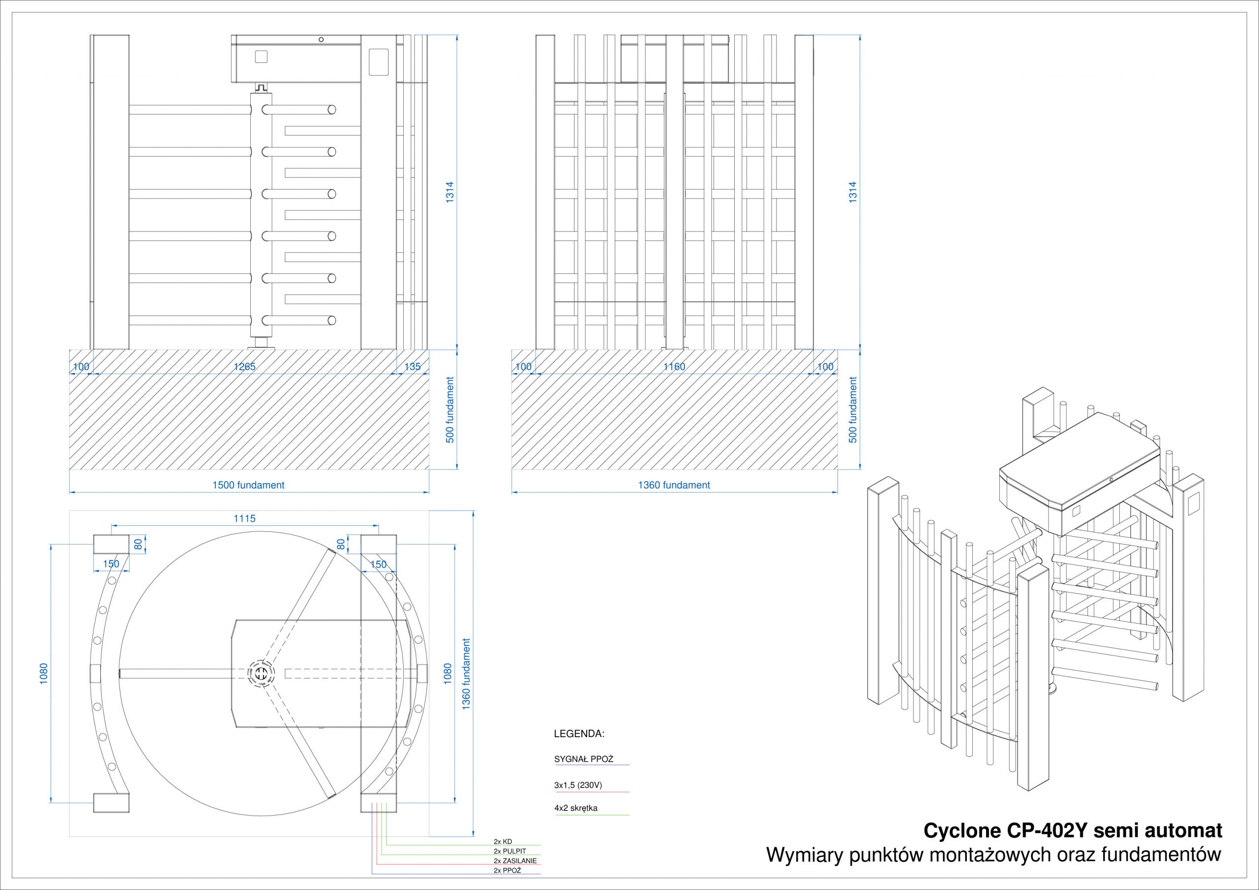 WYMIARY BRAMKI KONTROLA DOSTĘPU CP-402 MINI