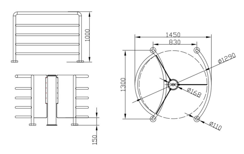WYMIARY BRAMKI ROTOR CP-310 Y PLEXY
