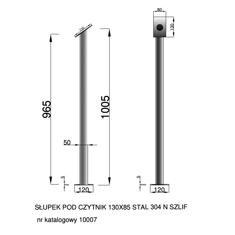WYMIARY SŁUPKA KONTROLA DOSTEPU 130X85