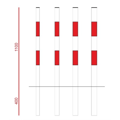 Słupek parkingowy Ø48,3 mm HERZ GC - biało czerwony