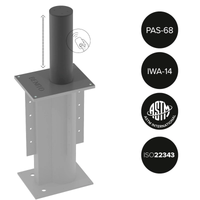 Słupek antyterrorystyczny automatyczny BE DEFENDER Ø275 x 1200mm, ścianka 25mm - LED