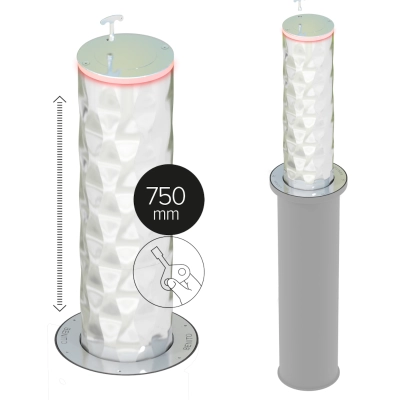 Słupek chowany półautomatyczny BE RAMBLA Ø220 x 750mm, ścianka 8mm - LED