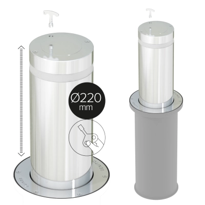 Słupek chowany półautomatyczny BE PLAZA Ø220 x 500mm, ścianka 4mm - LED