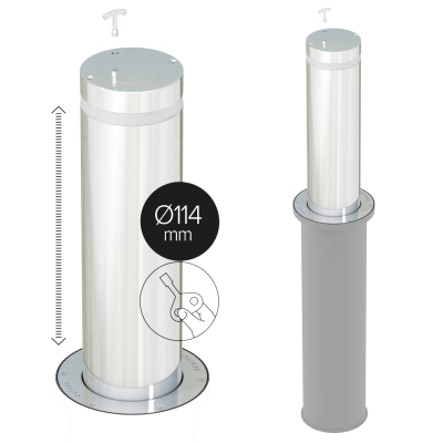 Słupek chowany półautomatyczny BE PLAZA Ø114 x 500mm, ścianka 4mm - LED