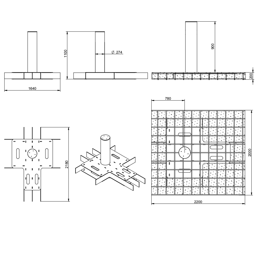 WYMIARY SŁUPKA PARKINGOWEGO STAŁEGO ANTYTERRORYSTYCZNEGO BENITO DEFENDER Ø275 x 900mm HM5009FR
