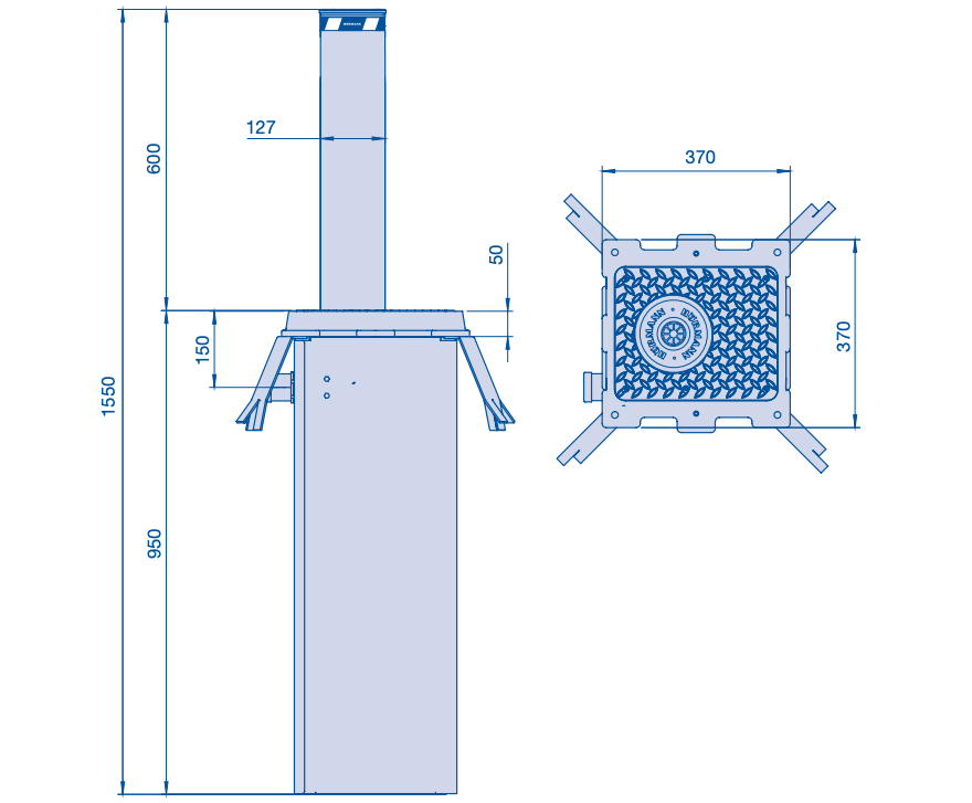 WYMIARY SLUPKA GAZOWEGO POLAUTOMATYCZNEGO HORMANN TYP G 127-600