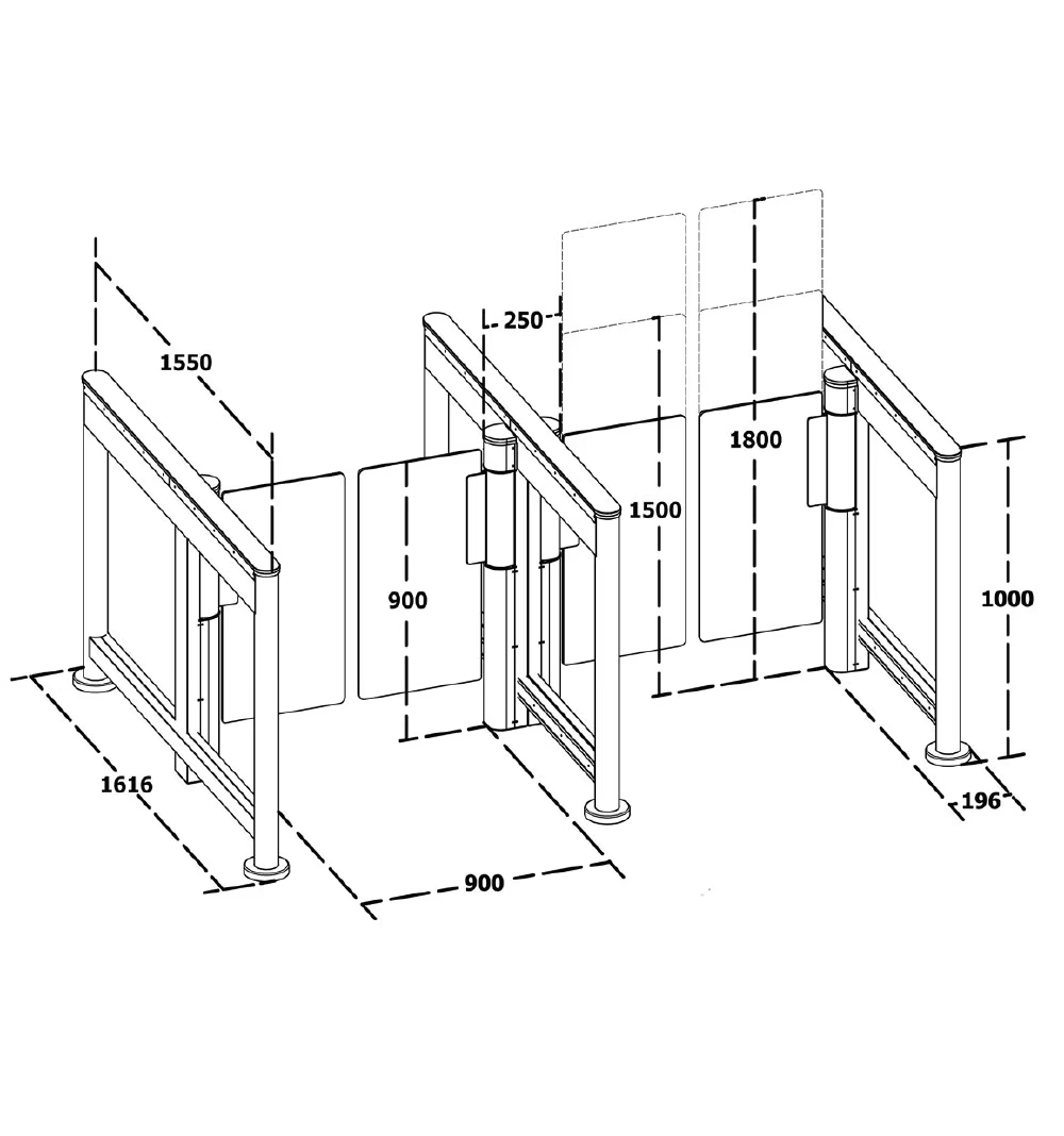 WYMIARY BRAMKI SENSORYCZNEJ MAKIM T300 HG Slim Long