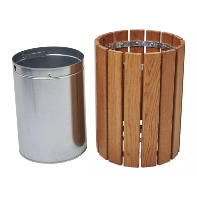 KOSZ NA ŚMIECI KOLONIA PROCITY DREWNO STAL - 60 l wiadro, worki